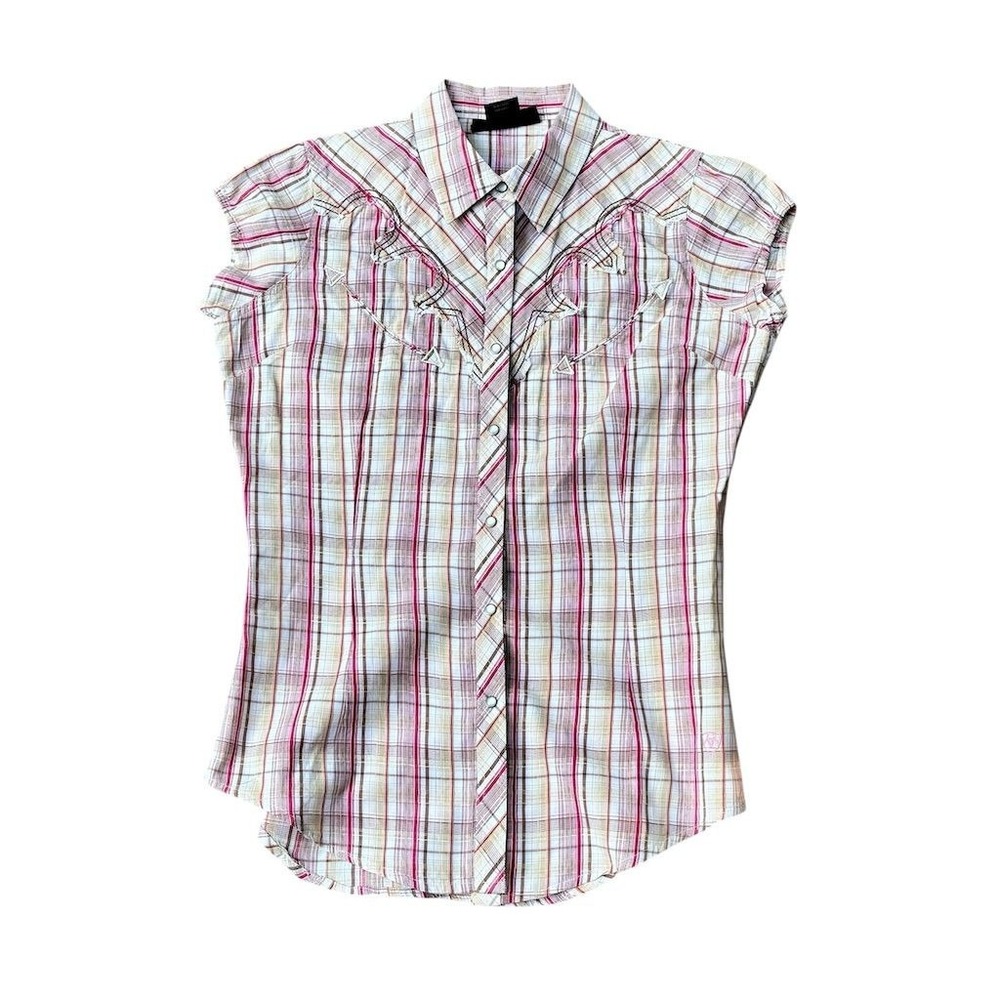 Ariat Women's Plaid Button-Up Shirt M Multicolor Short Sleeve Casual - Picture 1 of 6